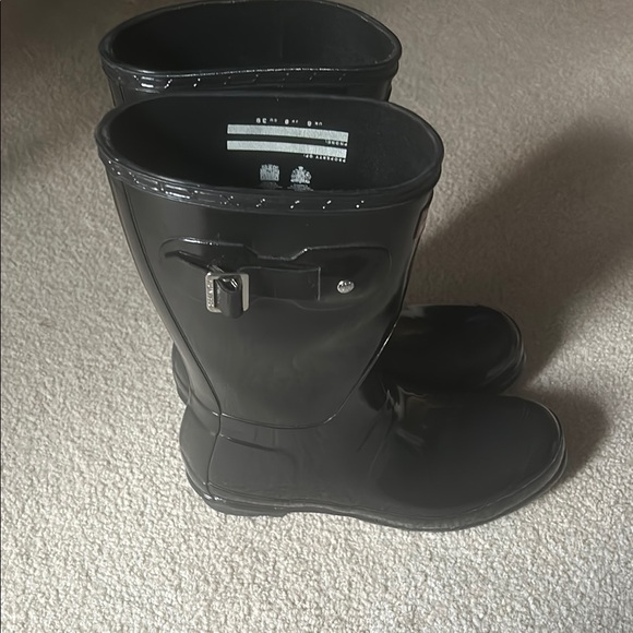 Hunter Glossy Black Waterproof Boots Sz 8 - Picture 4 of 11